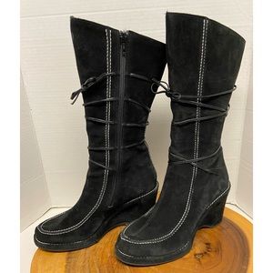 Via Spiga White Stitched Leather Wedge Moccasins